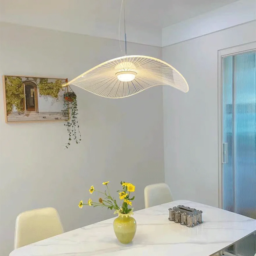 Retro Metal And Acylic Hooded Dining Room Pendant Light, White