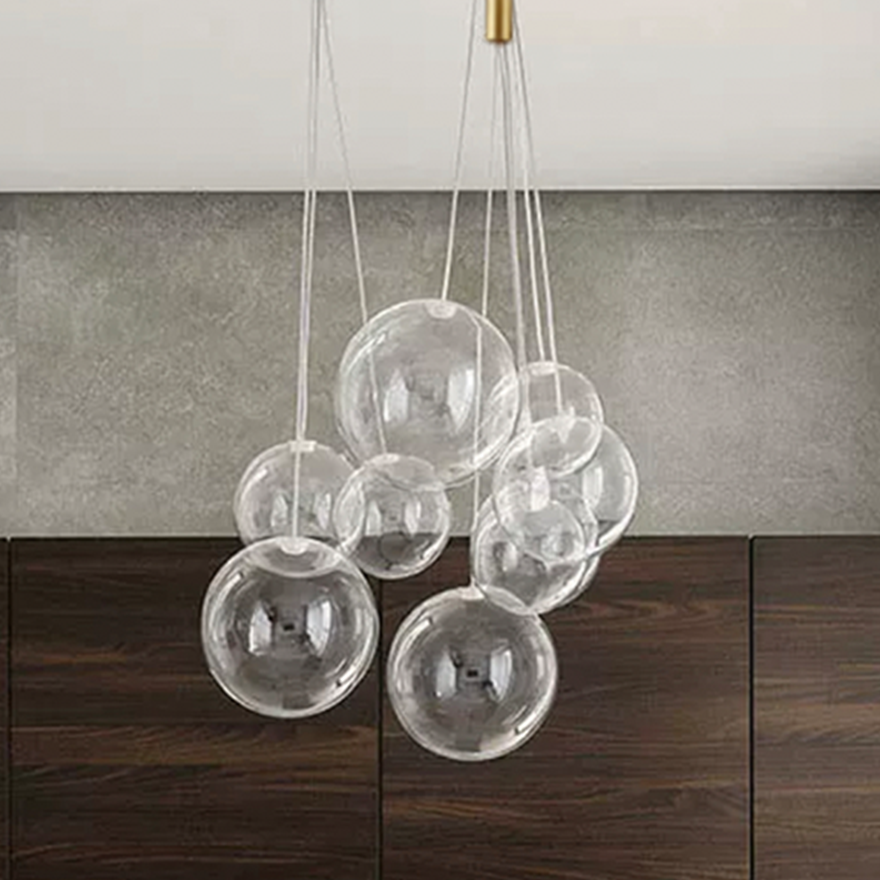 Designer Metal And Glass Bubble Dining Room Ceiling Light, Gold