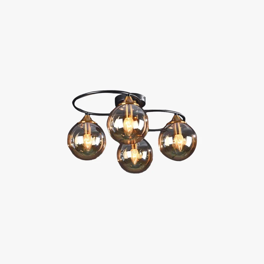 Modern Metal And Glass Bubble Living Room Chandelie Pendant Light, Amber/Smoky gray