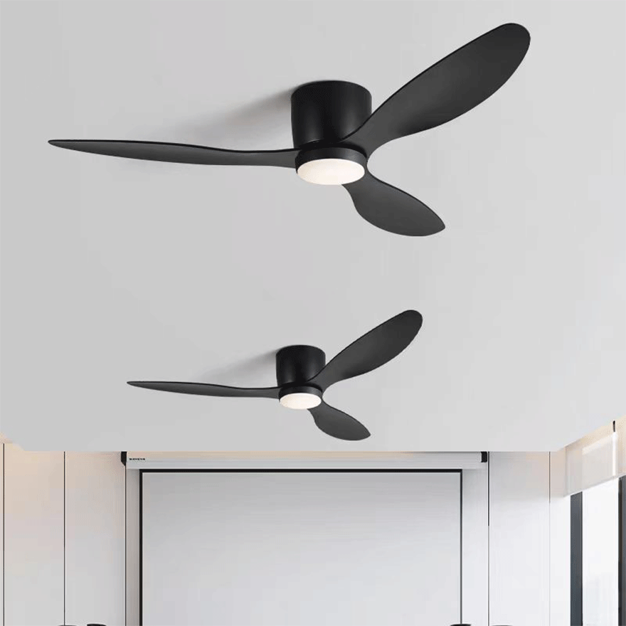 Minimalist Metal And Acrylic Round Dining Room Ceiling With Fan, Black/White