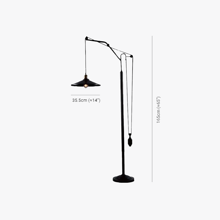 Unusual Metal Flared Shade Study Room Floor Lamp, Black