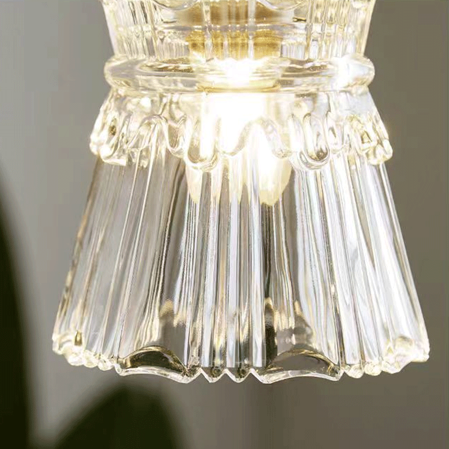 Art Deco Metal And Glass Geometric Bedroom Pendant Light, Clear