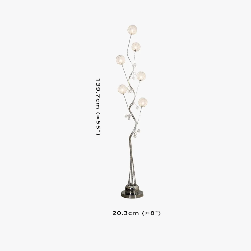 Natural Metal  Flower Branching Living Room Floor Lamp, Black