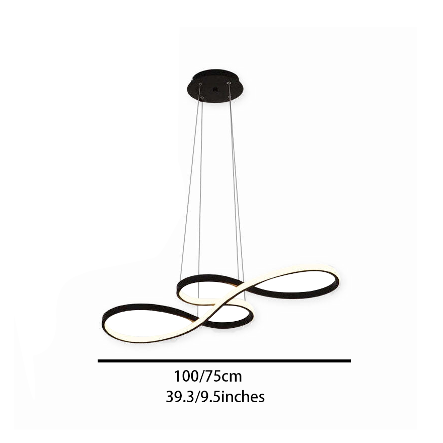 Designer Metal And Acrylic Linear Living room Pendant Light, Black/Gold/White, Trichromatic Light