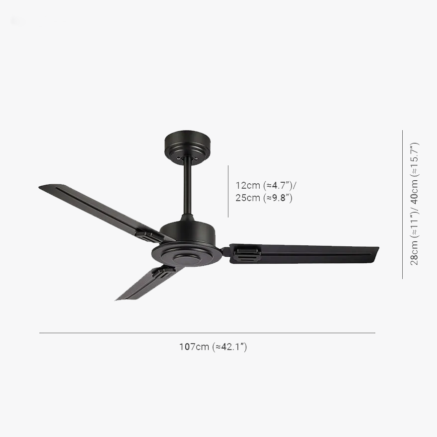 Industrial Metal And Acrylic Radiographic Study Room Ceiling Fan, Black