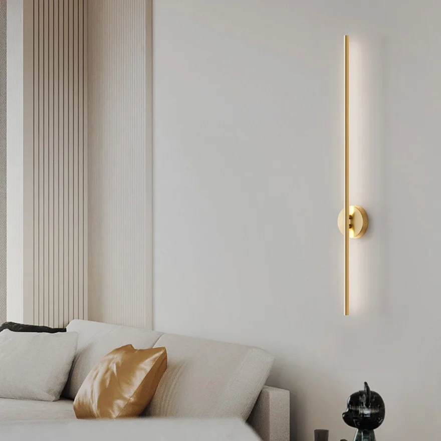 Minimalist Metal And Silicagel Linear Dining Room Wall Lamp, Gold