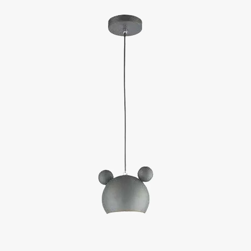 Morandi Metal Mouse Head Children's Room Pendant Light, Black/Green/Grey/Pink/White