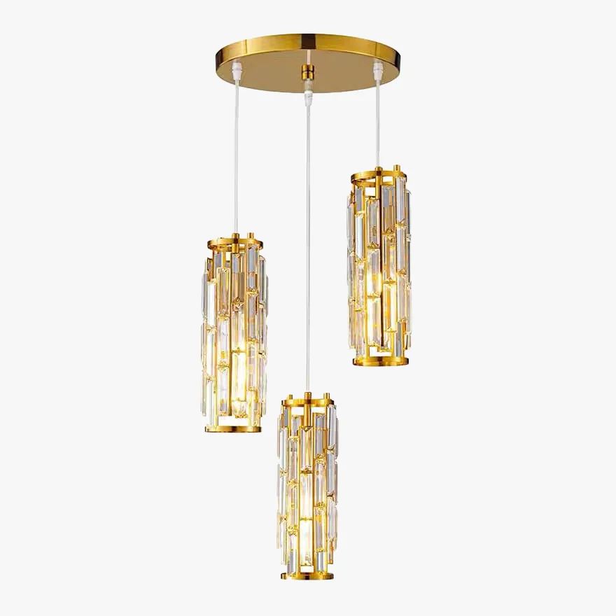 Designer Crystal Cluster Dining Room Pendant Light, Black/Gold