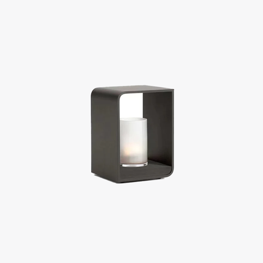 Modern Metal Rectangular Terrace Outdoor Pathway Light, Black/White/Log Color