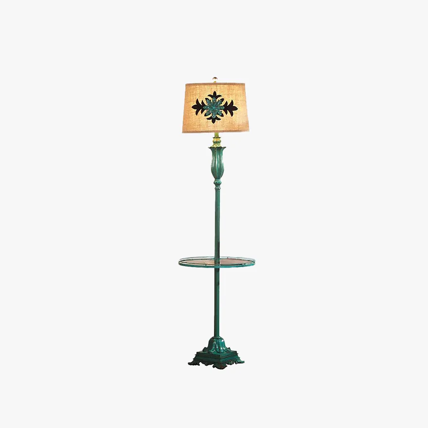 Art Deco Metal And Resin Cylindrical Bedside Floor Lamp, Green