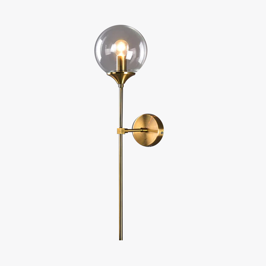 Modern Metal And Glass Bubble Bedroom Wall Lamp, Amber/Milk White/Smoke Gray/Clear