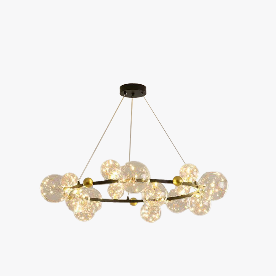 Modern Metal And Glass Bubble Living Room Pendant Light, Black/Gold