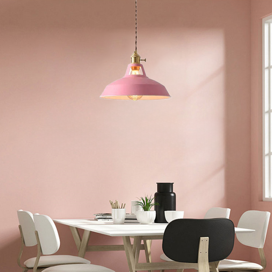 Modern Metal Hooded Living Room Pendant Light, 7 Color