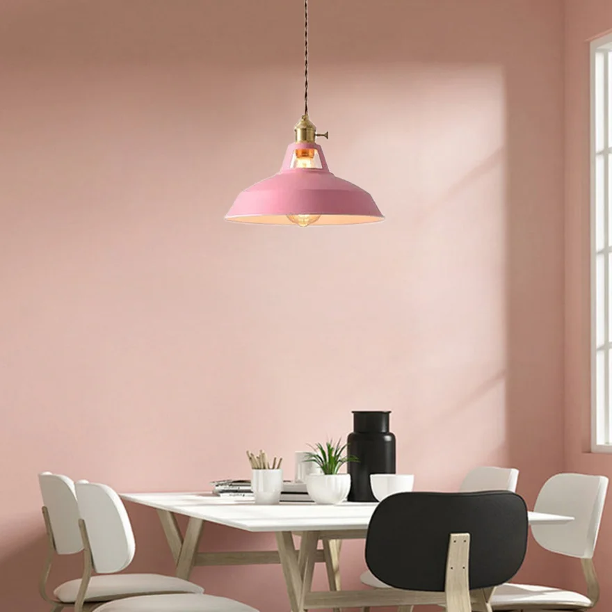 Modern Metal Hooded Living Room Pendant Light, 7 Color