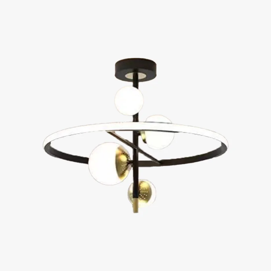 Designer Metal And Acrylic Ring Dining Room Ceiling Light, Black/Gold