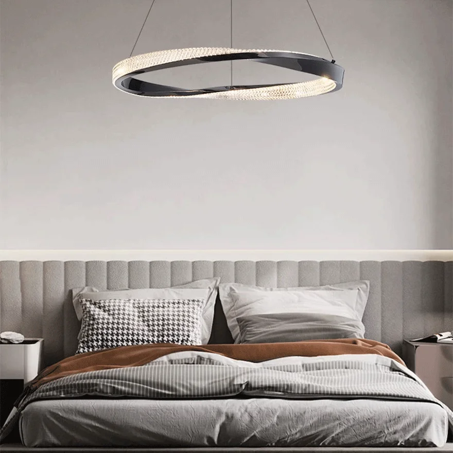 Modern Metal And Acylic Ring Bedroom Pendant Light, Gold/Silver