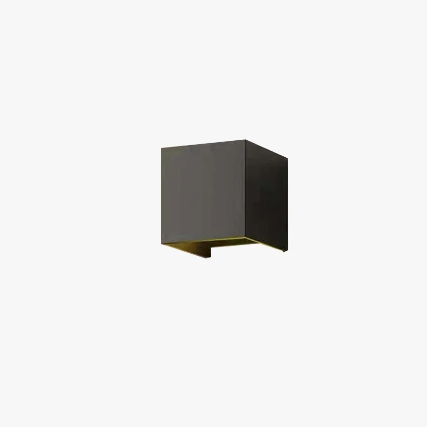 Contemporary Metal Rectangular Outdoor Wall Lamp, Black/ Grey/White, Trichromatic Light