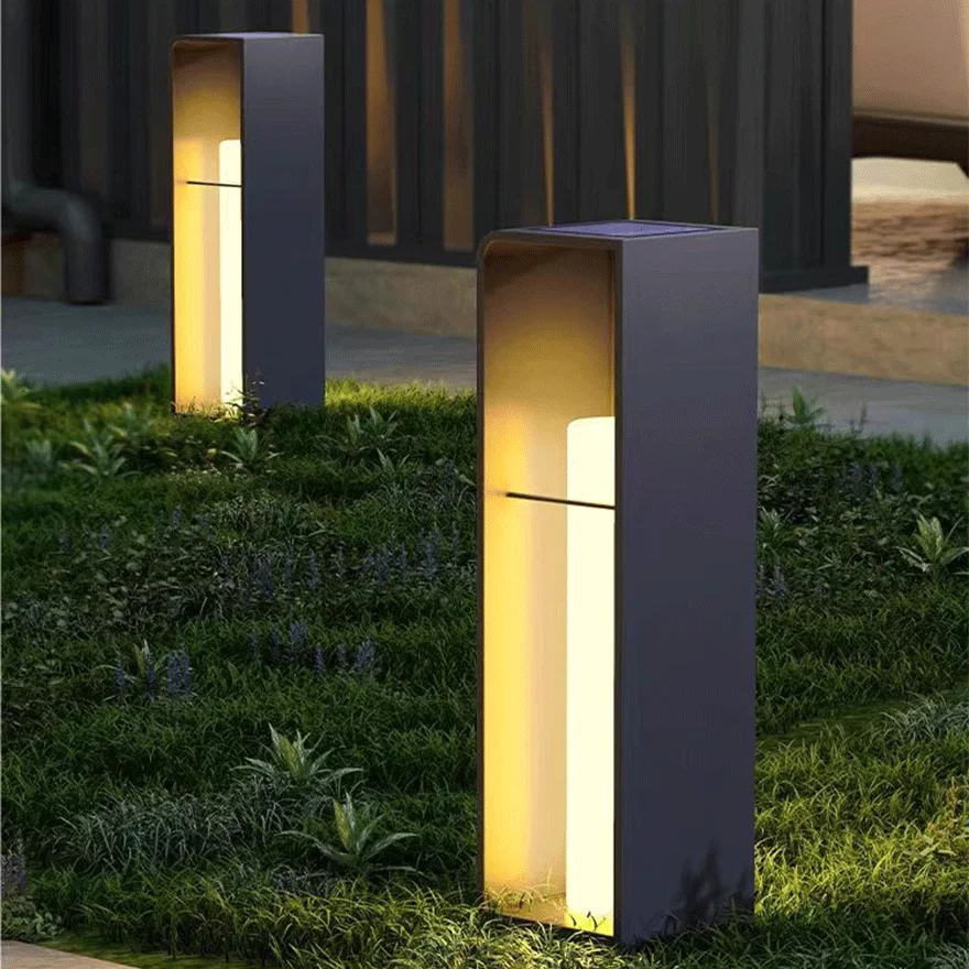 Minimalist Metal And Acrylic Rectangular Garden Outdoor Pathway Light, Black