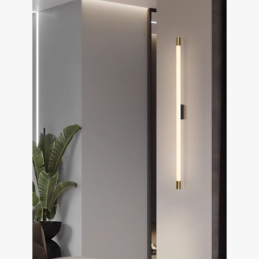 Minimalist Metal And Acrylic Linear Bathroom Wall Lamp, Gold