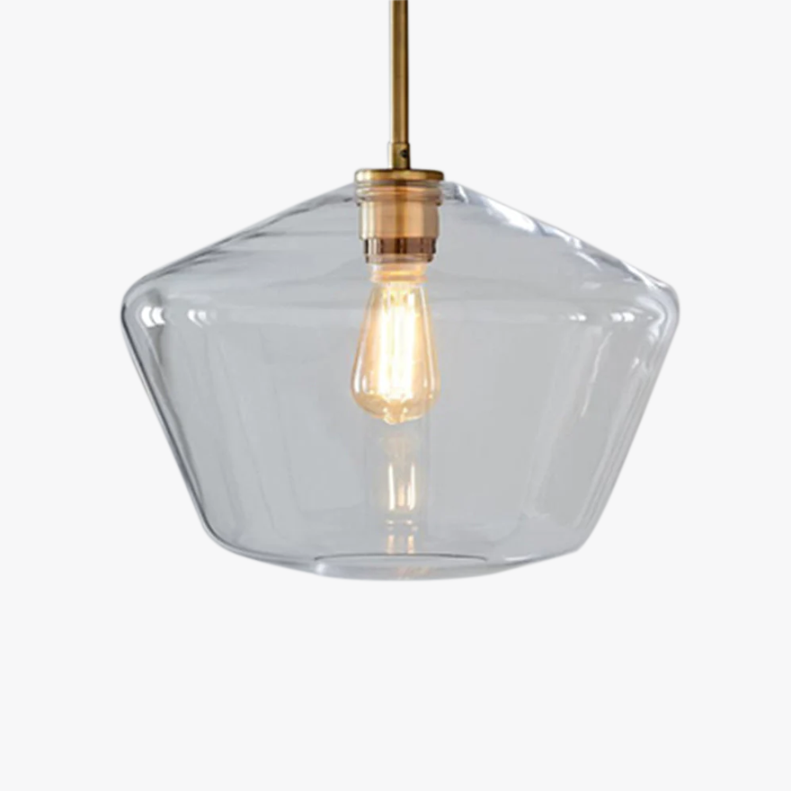 Modern Metal And Glass Geometric Study Room Pendant Light, Amber/Clear