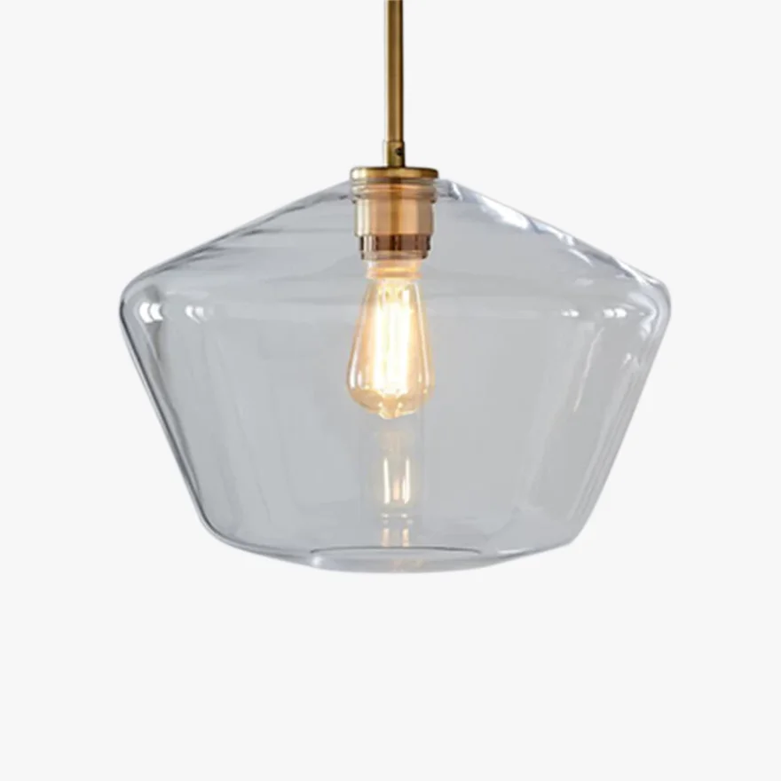 Modern Metal And Glass Geometric Study Room Pendant Light, Amber/Clear