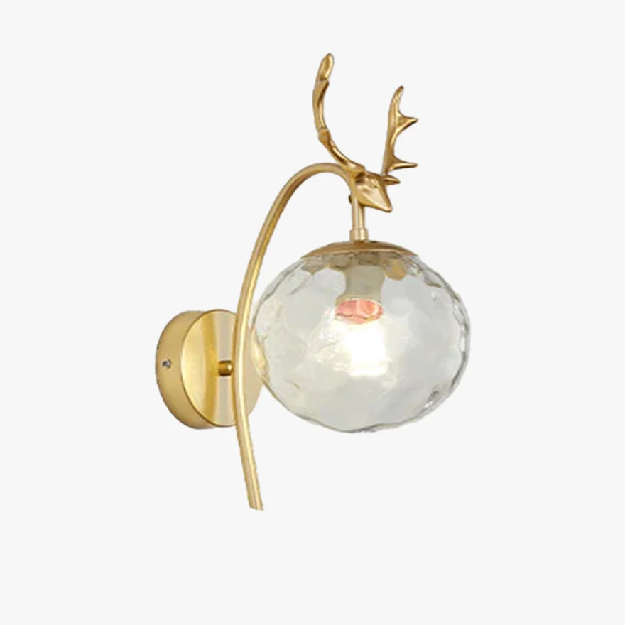 Modern Metal And Glass Deer Dining Room Wall Lamp, Black/Gold