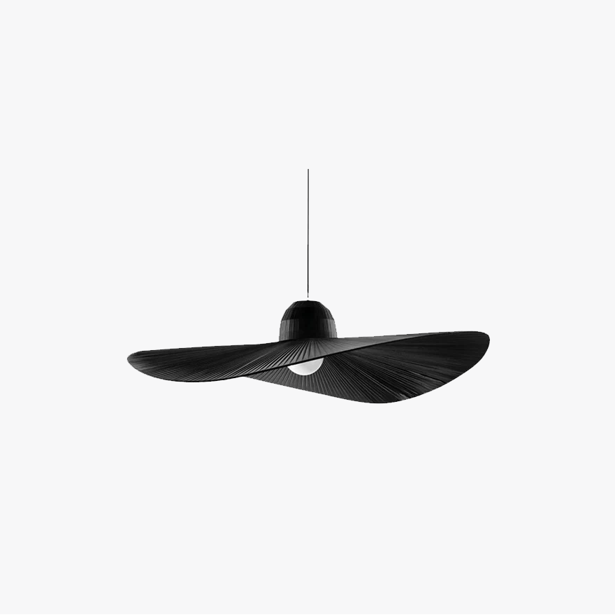 Modern Metal And Fabric Hooded Bedroom Pendant Light, Black/White