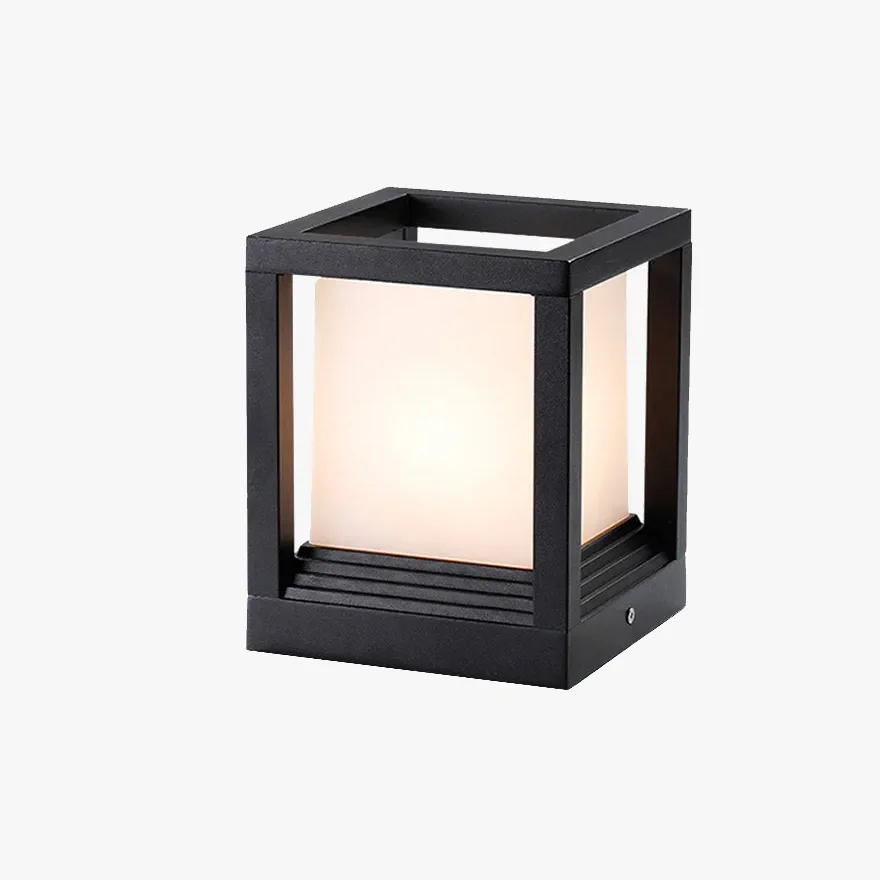 Minimalist Metal Square Garden Outdoor Lamp, Black