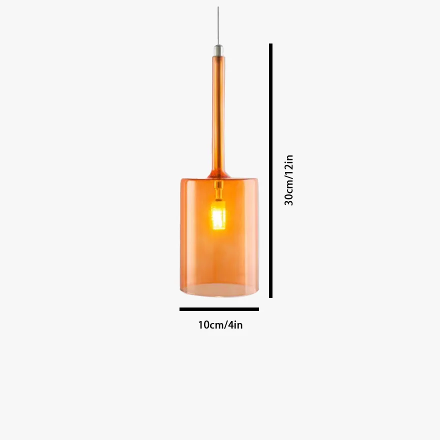 Classical Glass Cylindrical Dining Room  Pendant Light, Clear/Grey/Orange/Red