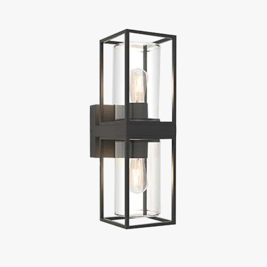 Cozy Metal And Glass Rectangular Corridor Wall Lamp, Black