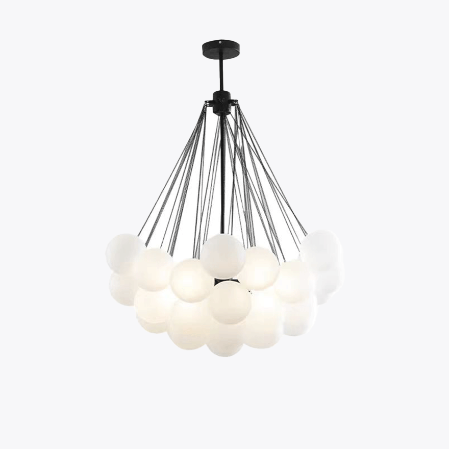 Scandinavian Metal And Glass Bubble Living Room Pendant Light, White