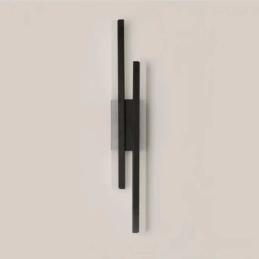 Modern Metal And Acrylic Linear Bedroom Wall Lamp, Black/Gold, Trichromatic Light