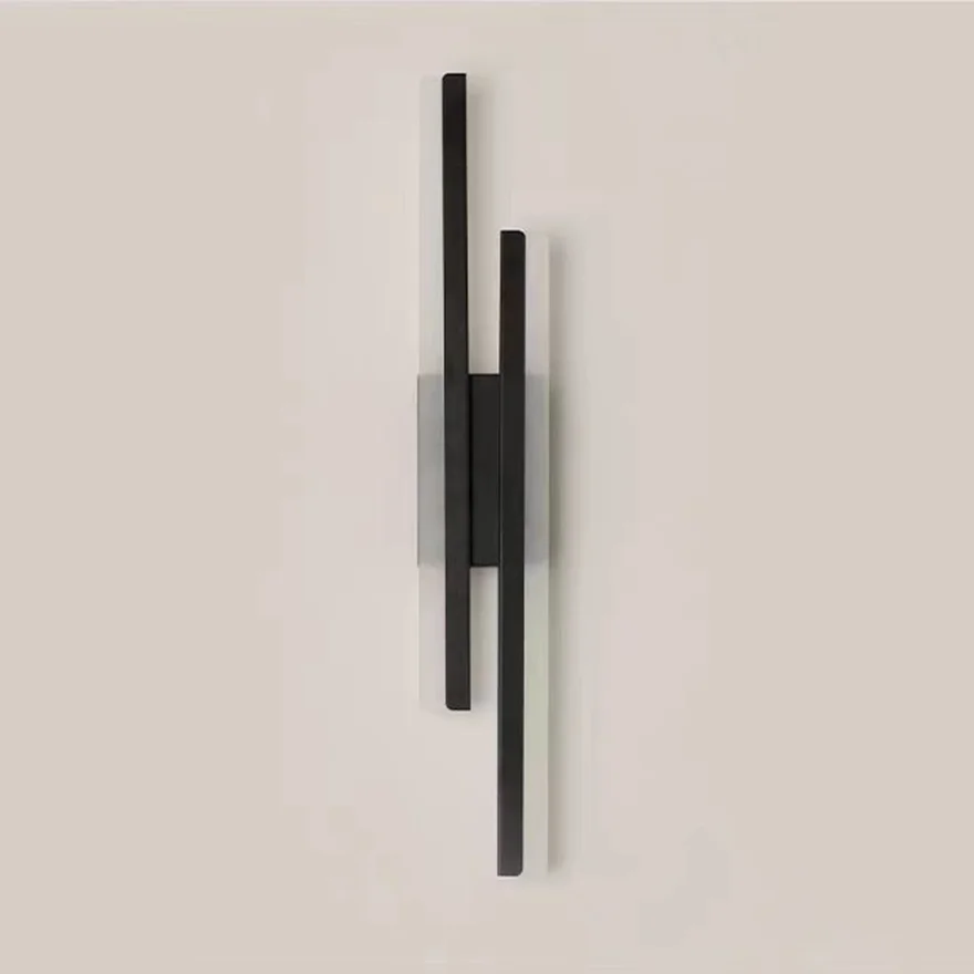 Modern Metal And Acrylic Linear Bedroom Wall Lamp, Black/Gold, Trichromatic Light