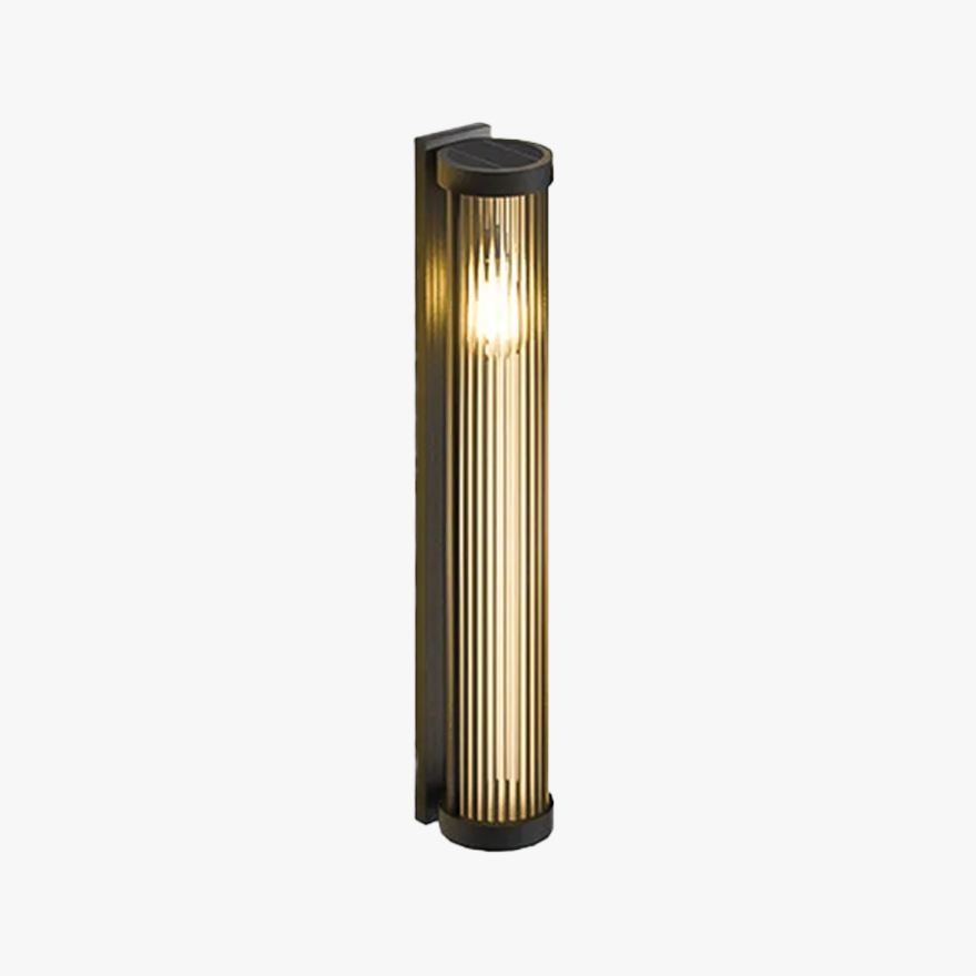 Modern  Metal And Glass Cylindrical Outdoor Wall Lamp, Black