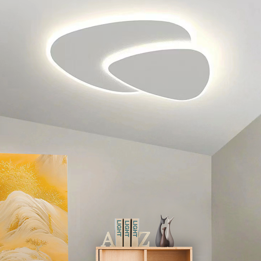 Designer Metal And Acrylic Cloudy Bedroom Ceiling Light, White, Trichromatic Light