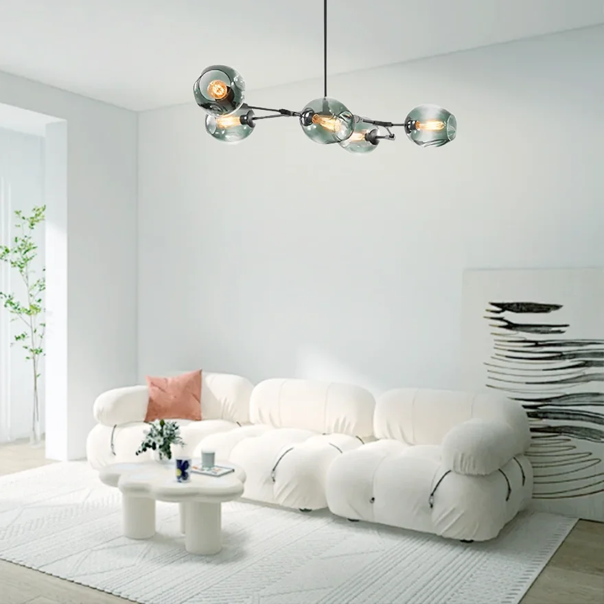 Modern Metal And Glass Bubble Bedroom Pendant Light, 6 Color