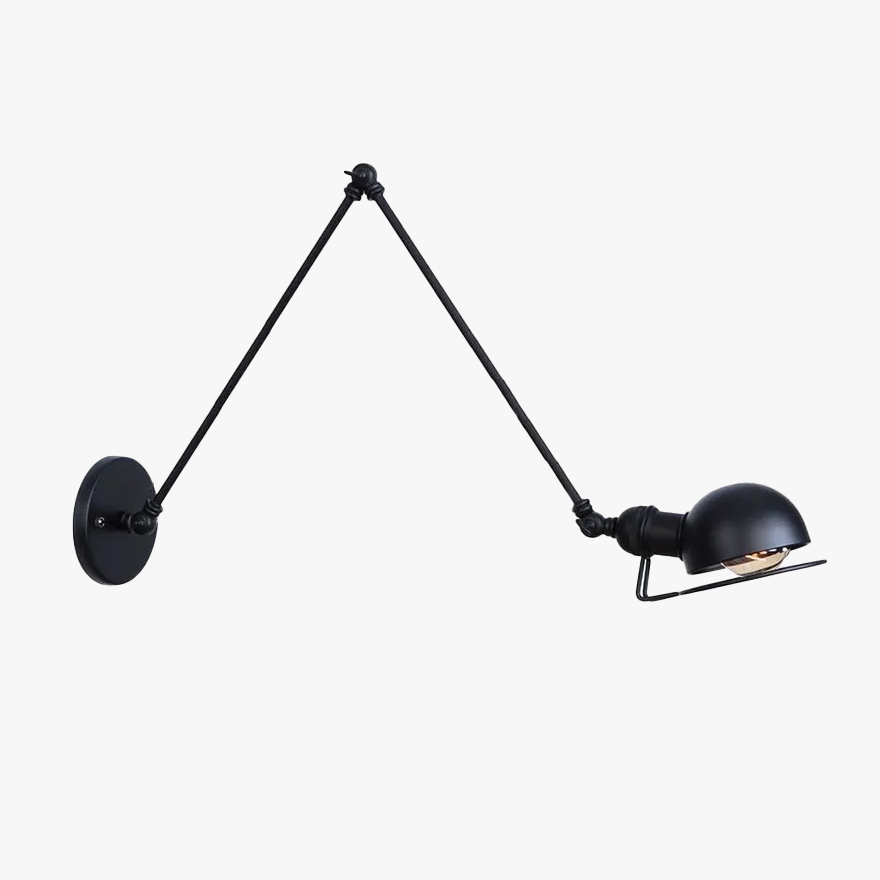 Industrial Metal Hooded Living Room Wall Lamp, Black/Gold-Black