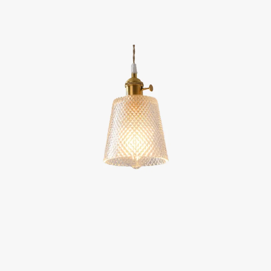 Art Deco Metal And Glass Geometric Bedroom Pendant Light, Clear