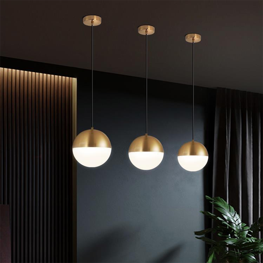 Modern Metal And Glass Ball Dining Room Pendant Light, Black/Gold