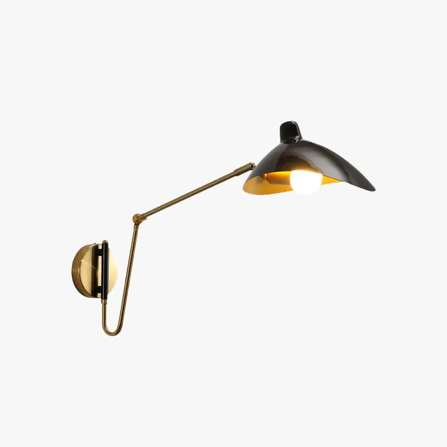 Minimalist Metal Hooded Living Room Wall Lamp, Black/Black-Gold