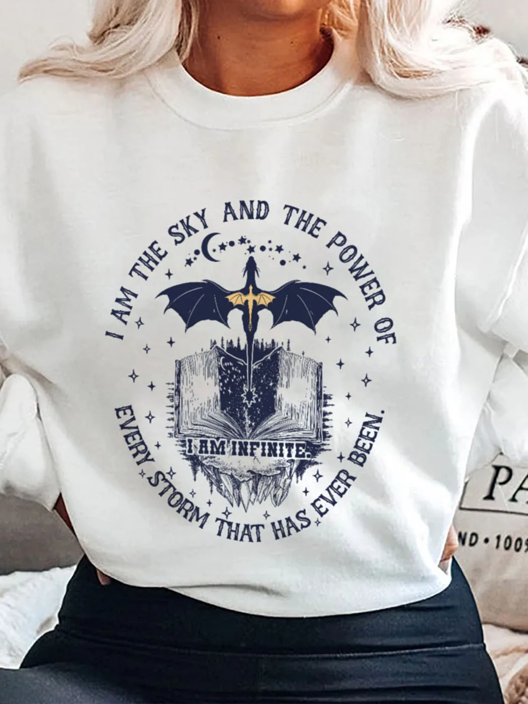 Women Book Print 90s Y2K Sweatshirt