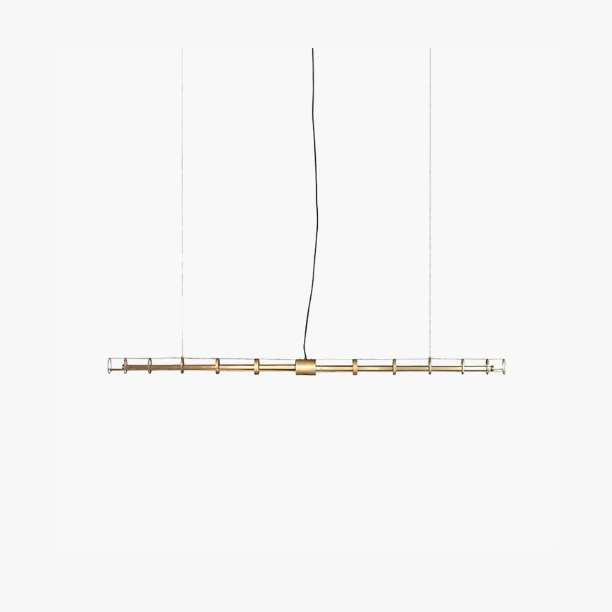 Minimalist Metal Linear Dining Room Pendant Light, Gold