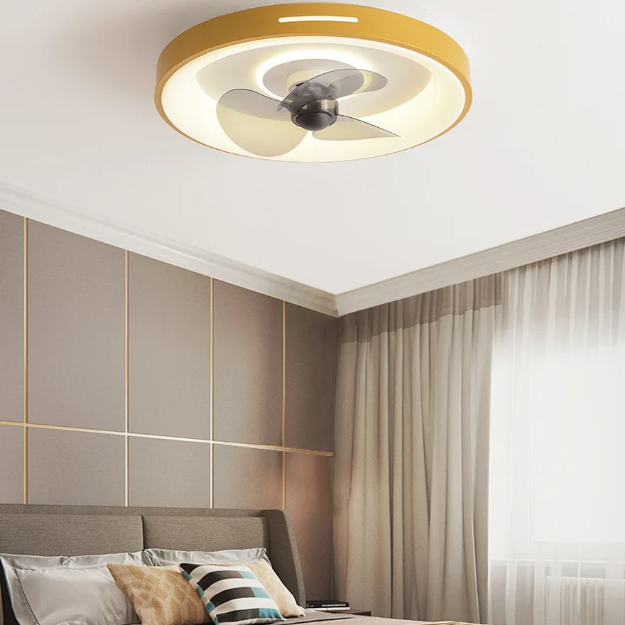 Modern Metal And Acrylic Round Living Room Ceiling Light, Green/Grey/White/Yellow, Ceiling Fans, Trichromatic Light