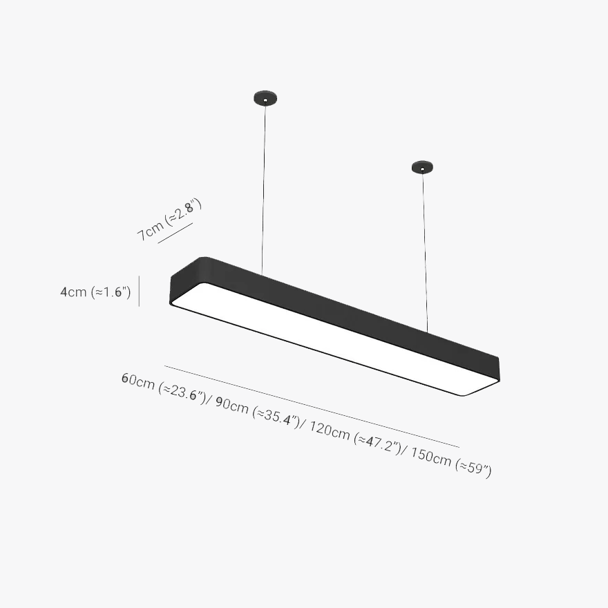 Minimalist Acrylic Rectangular Study Room Pendant Light, Black