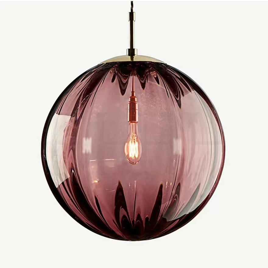 Post Modern Glass Sphere Pendant Lighting Ball Shape Hanging Lamp For Kitchen & Hallway, Four Colors