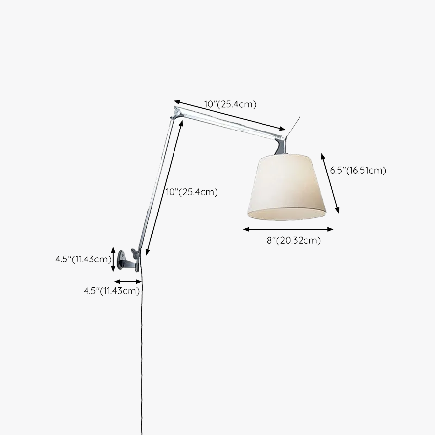 Minimalist Metal And Fabric Hooded Adjustable Bathroom Wall Lamp, Silver