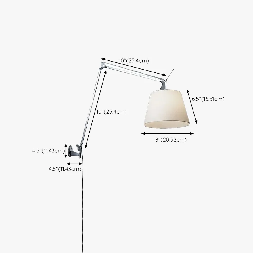 Minimalist Metal And Fabric Hooded Adjustable Bathroom Wall Lamp, Silver