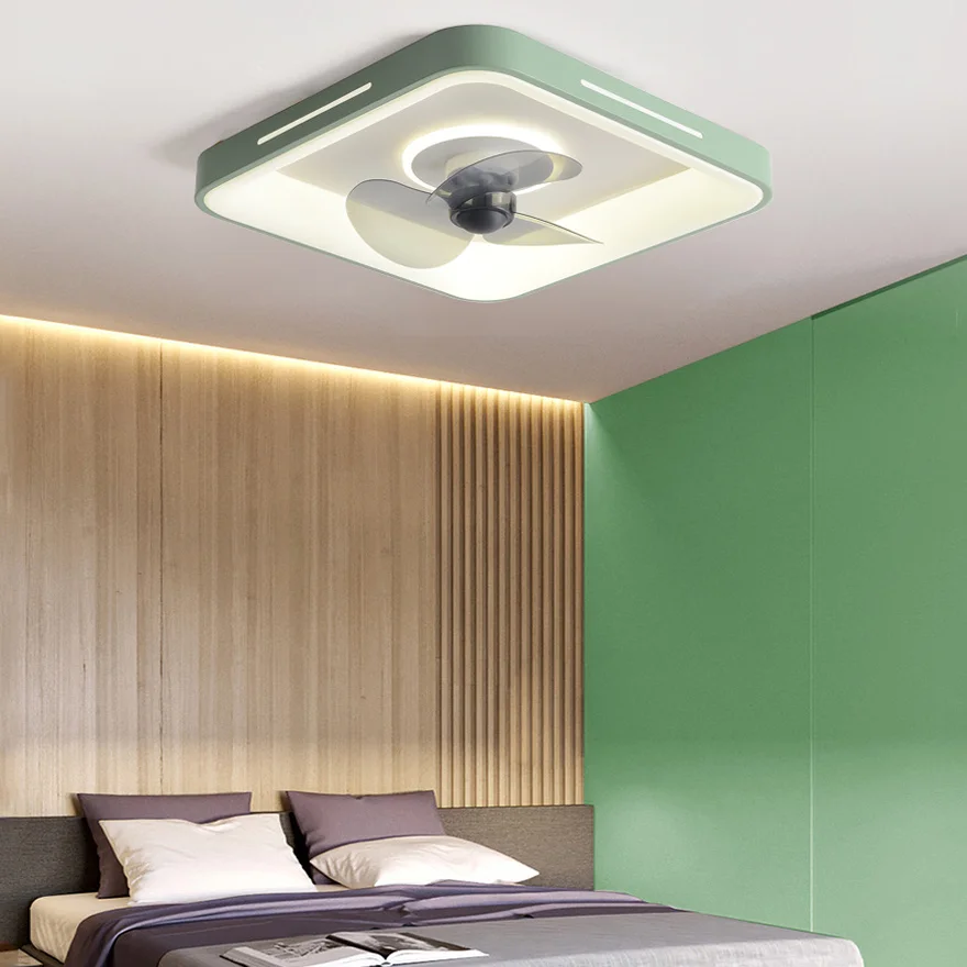 Modern Metal And Acrylic Round Living Room Ceiling Light, Green/Grey/White/Yellow, Ceiling Fans, Trichromatic Light