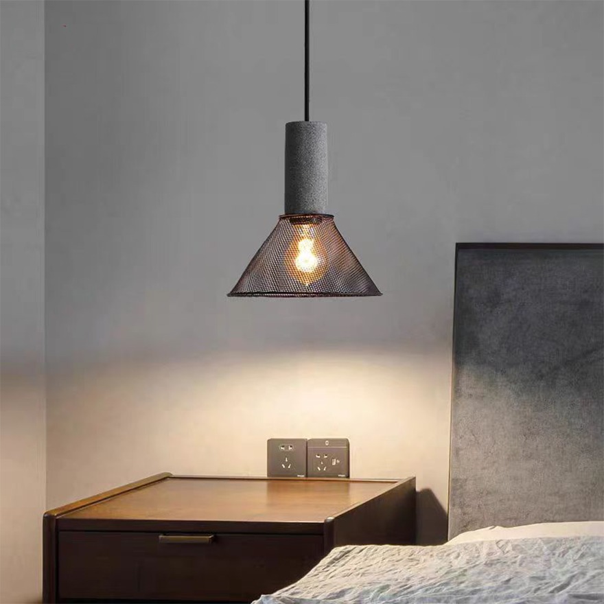 Industrial Metal And Cement Geometric Dining Room Pendant Light, Grey