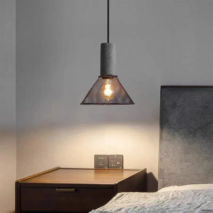 Industrial Metal And Cement Geometric Dining Room Pendant Light, Grey